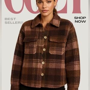 NWT BeachLunchLounge Women's Tory Fleece Shacket / Teddy Flannel